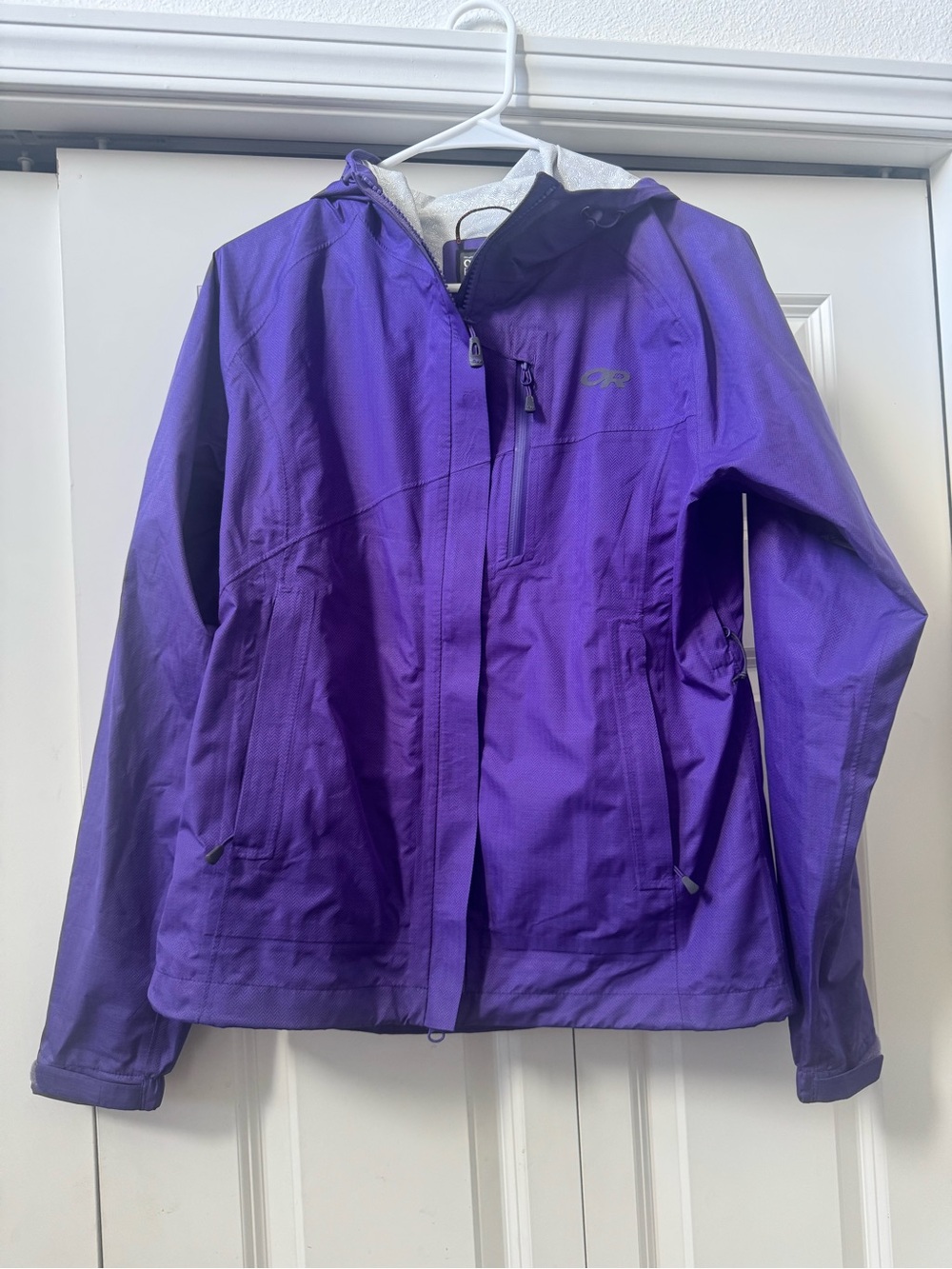 Outdoor Research Women’s Purple Chevron Print Rain Jacket Windbreaker Small